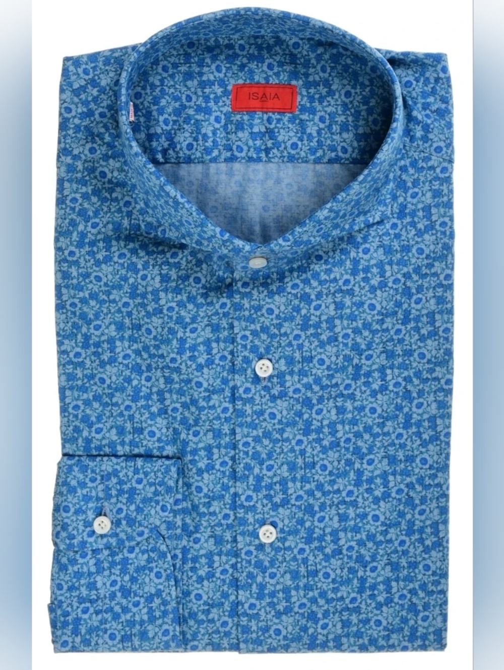 Isaia , 16/41,Green Floral-Print Casual Button-Down Shirt